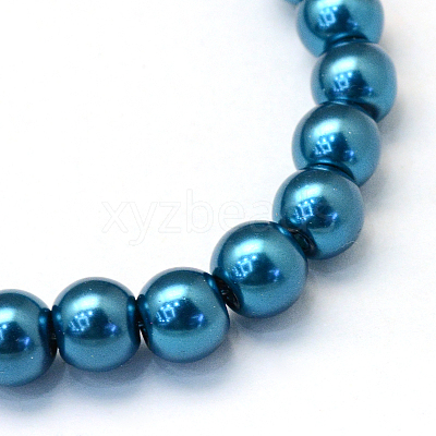 Baking Paint Pearlized Glass Pearl Round Bead Strands X-HY-Q330-8mm-06-1