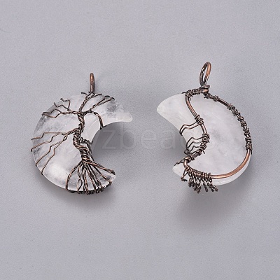 Natural Mixed Stone Tree of Life Wire Wrapped Pendants G-L520-E-R-NF-1