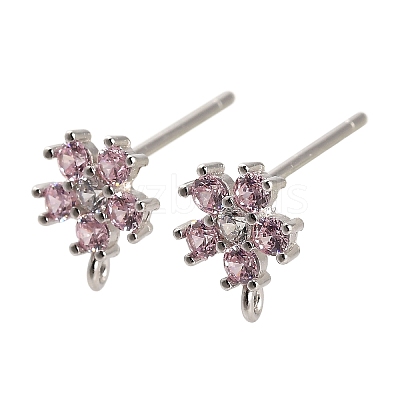 Rhodium Plated 925 Sterling Silver Ear Stud Findings STER-F058-01P-03-1
