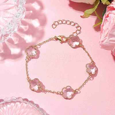 Glass Flower Links Bracelets & Necklaces Kits SJEW-JS01293-1