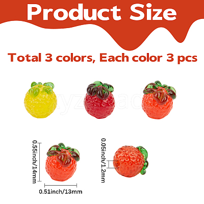 9Pcs 3 Colors Handmade Lampwork Beads LAMP-PA0001-27-1