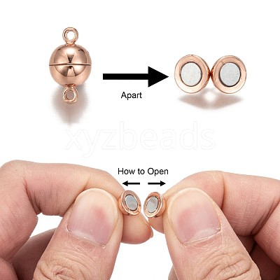 Rack Plating Brass Magnetic Clasps with Loops KK-F801-02B-RG-1