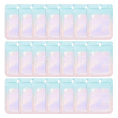 60Pcs Rectangle Glitter Holographic Plastic Resealable Packaging Bags ABAG-TA0001-97A-03-1