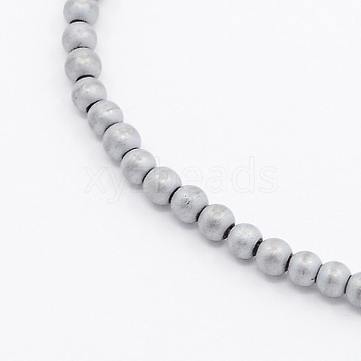 Electroplate Non-magnetic Synthetic Hematite Frosted Round Beads Strands G-N0014-2mm-21-1