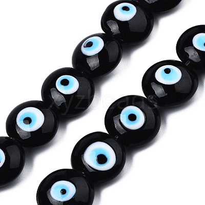 Handmade Evil Eye Lampwork Beads Strands LAMP-N029-009B-1