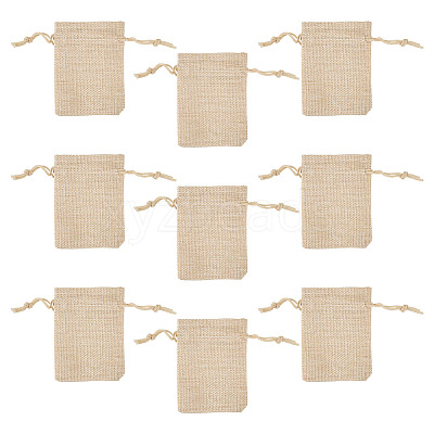 20Pcs Rectangle Polyester Imitation Burlap Packing Pouches Drawstring Bags ABAG-TA0001-96A-1
