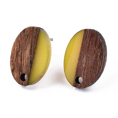 Resin & Walnut Wood Stud Earring Findings MAK-N032-004A-A03-1