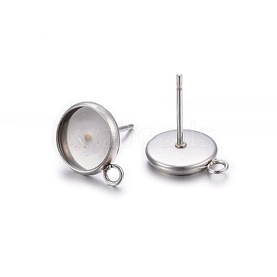 Non-Tarnish 304 Stainless Steel Stud Earring Settings STAS-H467-08P-8mm-1