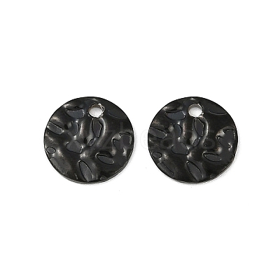 304 Stainless Steel Textured Disc Charms STAS-Q336-11B-B-1