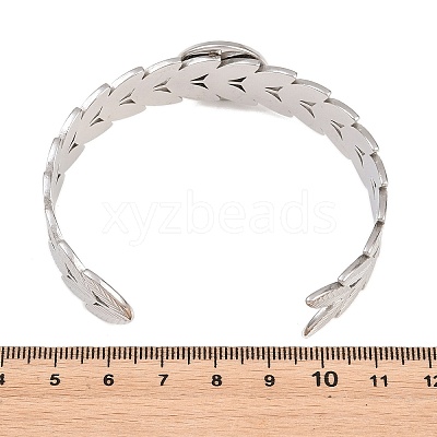 304 Stainless Steel Leaf Cuff Bangle Making STAS-F366-12B-P-1