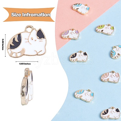 25 Pieces Cat Enamel Charm Pendant Kitten Charm Cute Cat Animal Pendant Mixed Color for Jewelry Necklace Earring Nracelet Making Crafts JX734A-1