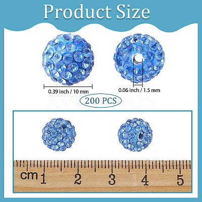 200Pcs Pave Disco Ball Beads RB-PA0001-11D-1
