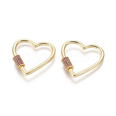 Brass Micro Pave Cubic Zirconia Screw Carabiner Lock Charms ZIRC-I031-11G-02-1