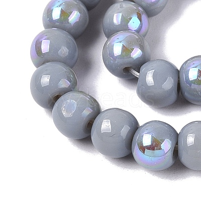 Electroplate Opaque Glass Beads Strands EGLA-Q132-6MM-01C-20-1