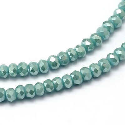 Faceted Rondelle Full Rainbow Plated Electroplate Glass Beads Strands EGLA-M004-2mm-A15-1
