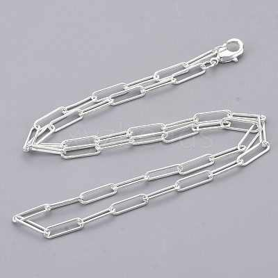 Brass Round Oval Paperclip Chain Necklace Making MAK-S072-04A-S-1