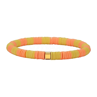 Polymer Clay Heishi Surfer Stretch Bracelet with 304 Stainless Steel Beaded BJEW-SW00110-05-1