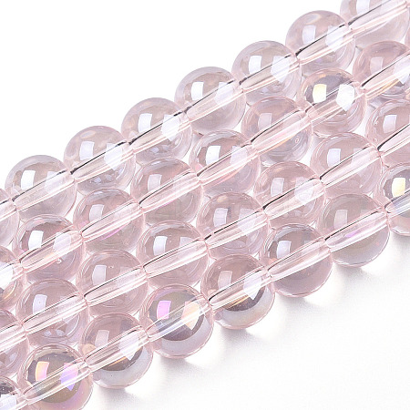 Electroplate Transparent Glass Beads Strands X-GLAA-T032-T8mm-AB10-1