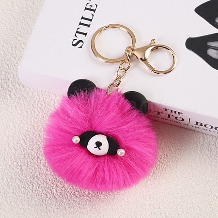 Red Pnada Furry Pom-Pom Keychain for Women PW-WG95C5D-02-1