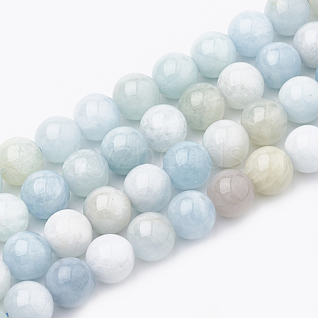 Natural Aquamarine Beads Strands G-S333-10mm-003-1