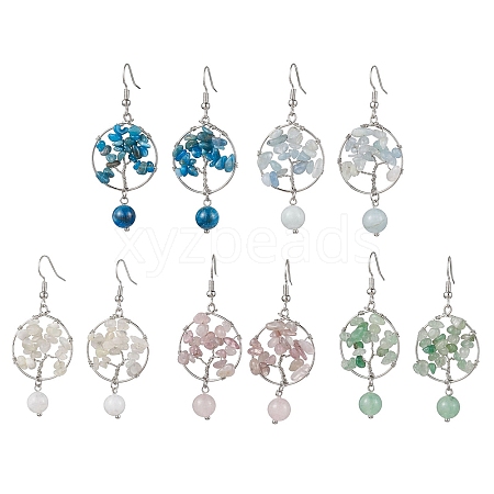 Natural Gemstone Dangle Earrings EJEW-JE05747-1