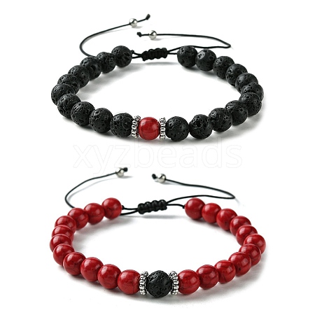 2Pcs 2 Style Couple Bracelets Gift for Valentine's Day BJEW-JB09858-1