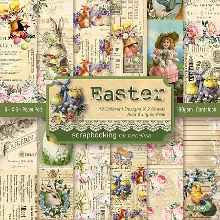 24 Sheets 12 Patterns Easter Themed Scrapbook Paper Pads EAER-PW0001-212-1