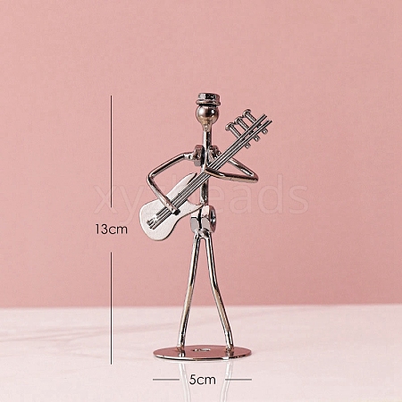 Iron Musician Electric Guitar Player Figurines Statue for Home Office Desktop Decoration PW-WG31010-06-1