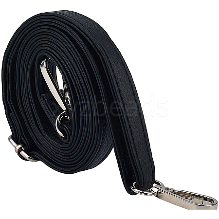 1Pc Black PU Imitation Leather Adjustable Bag Straps AJEW-CL0002-19P-1