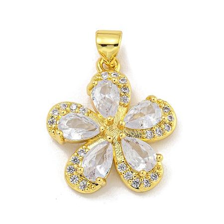 Rack Plating Brass Micro Pave Cubic Zirconia Pendants KK-G513-93G-02-1