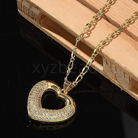 Brass Micro Pave Cubic Zirconia Pendant Necklaces for Women NJEW-U020-01G-02-1