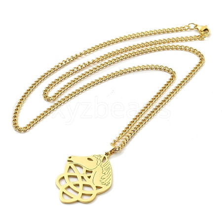 304 Stainless Steel Pendant Necklaces NJEW-D063-04G-1