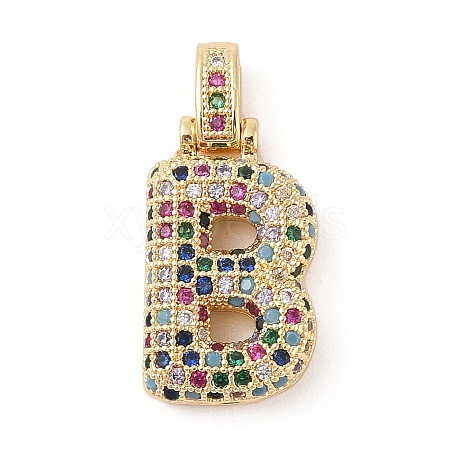 Brass Micro Pave Cubic Zirconia Pendants ZIRC-P121-01G-B-1