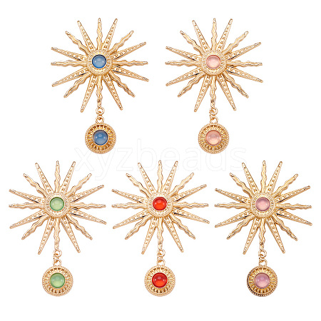 5Pcs 5 Colors Alloy with Resin Big Pendants FIND-TA0004-16-1