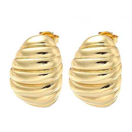 Rack Plated Chunky Teardrop Brass Stud Earrings for Women EJEW-Z048-12G-1