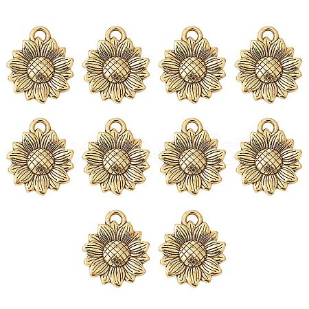 Sunflower Tibetan Style Alloy Pendants TIBEP-YW0001-52AG-1