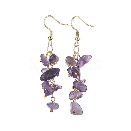 Natural Amethyst Chips Dangle Earrings EJEW-JE05266-01-1