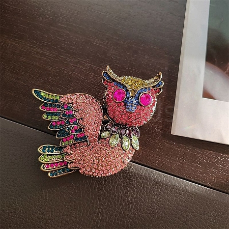 Owl Rhinestone Brooch Pin PW-WG822BC-01-1