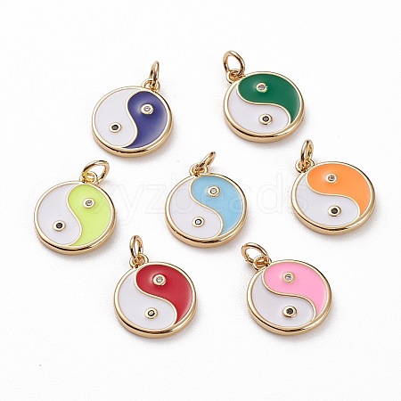 Brass Micro Pave Clear Cubic Zirconia Pendants KK-C100-16G-1