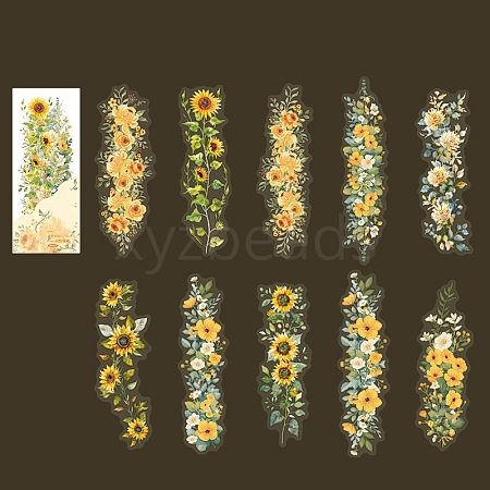 20Pcs 10 Styles Flower PET Waterproof Stickers PW-WG6FCFD-05-1