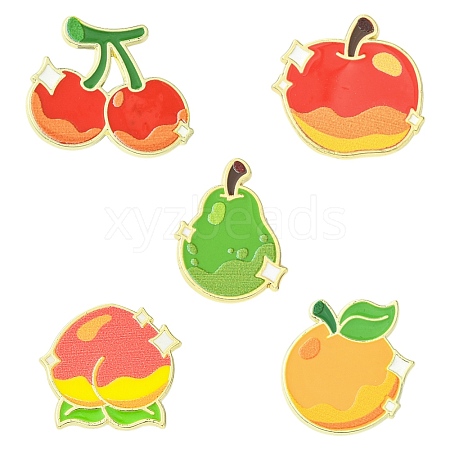 10Pcs 5 Styles Fruit Enamel Pin JEWB-CJ0003-20-1