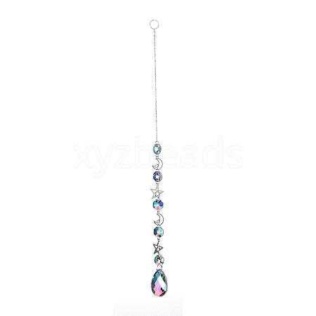 AB Color Plated Crystal Teardrop Big Pendant Decorations HJEW-G019-03B-1