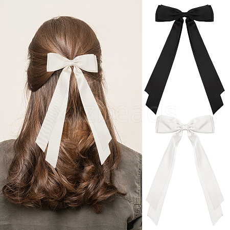 Big Bowknot Polyester Alligator Hair Clips AJEW-CP0008-42B-04-1