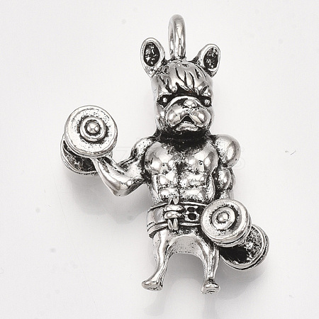 Alloy Bodybuilder Puppy Pendants PALLOY-S178-58-1