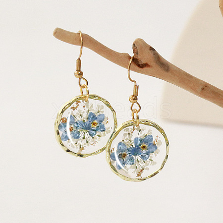 Alloy Epoxy Dried Flower Dangle Earrings FS-WGABF6D-07-1