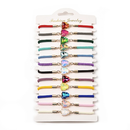 12Pcs 12 Colors Polyester Bracelets BJEW-P340-03G-1