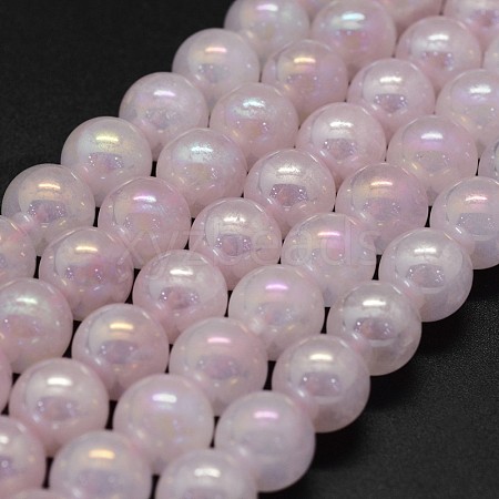 Electroplated Natural Rose Quartz Beads Strands G-K285-06-10mm-1