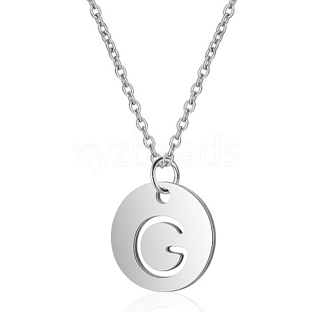 201 Stainless Steel Initial Pendants Necklaces NJEW-S069-TN507-G-1