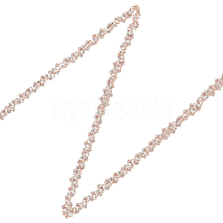 Fingerinspire 1 Yard Crystal Hotfix Rhinestone Bridal Belt Trim Chain DIY-FG0004-44B-1