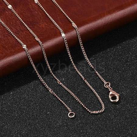 2mm Rack Plating Brass Curb Chain Necklaces for Women Men MAK-L044-24RG-1